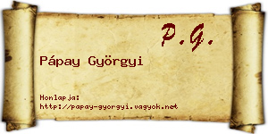 Pápay Györgyi névjegykártya